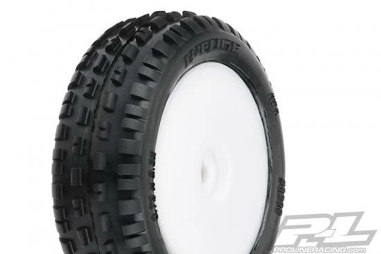 ProLine Mini-B Wedge Tyres Mounted On White Wheels Front 2 ProLine Mini-B Wedge Tyres Mounted On White Wheels Front - Image 2