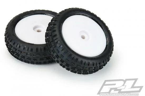 ProLine Mini-B Wedge Tyres Mounted On White Wheels Front 4 ProLine Mini-B Wedge Tyres Mounted On White Wheels Front - Image 4