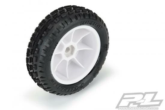 ProLine Mini-B Wedge Tyres Mounted On White Wheels Front 5 ProLine Mini-B Wedge Tyres Mounted On White Wheels Front - Image 5